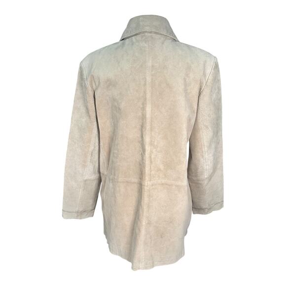 Bernardo Tan Genuine Leather Button Coat L Lined Pockets Classic Minimalist - Picture 2 of 15